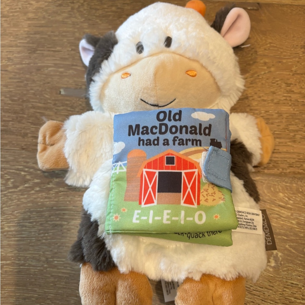 Plush Cow Baby Book Toy - "Old MacDonald" Farm puppet